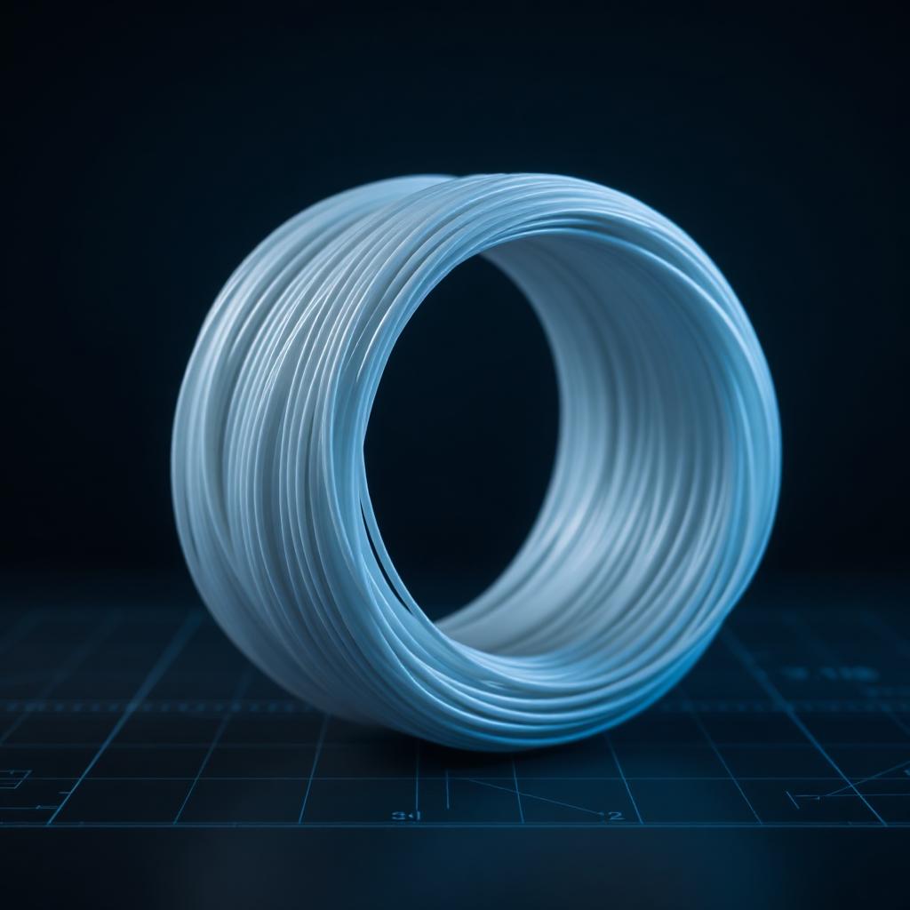 Spool-less coiled filament sample with technical data sheet — Filofigo
